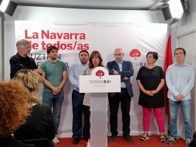 Rueda de prensa de Geroa Bai este lunes.