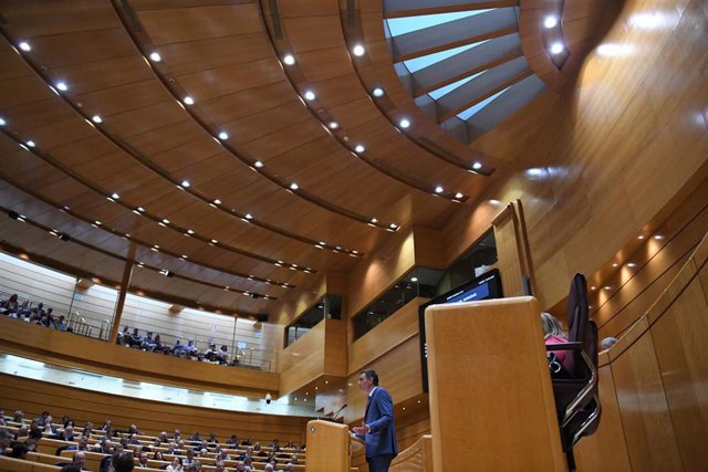 Archivo - El presidente del Gobierno, Pedro Sánchez, interviene durante un pleno del Senado, a 25 de abril de 2023, en Madrid (España). Sánchez y Feijóo se enfrentan hoy a su cuarto cara a cara en el Pleno del Senado. El debate, a tan solo dos semanas par