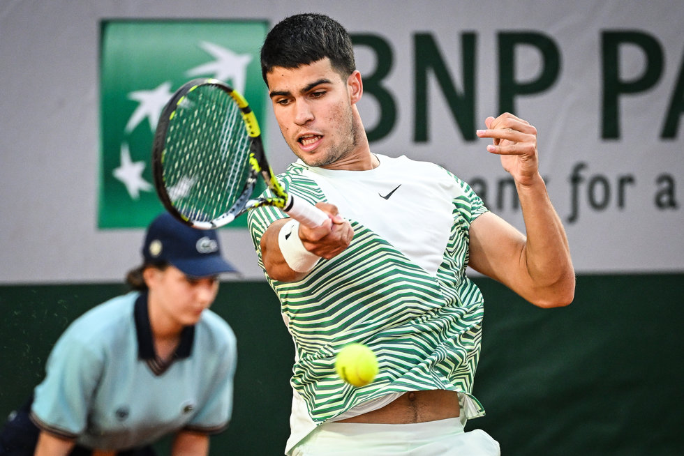 Carlos ALCARAZ of Spain during the second day of Roland-Garros 2023, Grand Slam tennis tournament, on May 29, 2023 at Roland-Garros stadium in Paris, France - Photo Matthieu Mirville / DPPI
