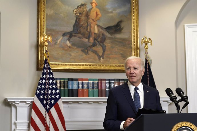 May 28, 2023, Washington, District of Columbia, USA: United States President Joe Biden delivers remarks on the bipartisan budget agreement in the Roosevelt Room of the White House in Washington, DC on May 28, 2023