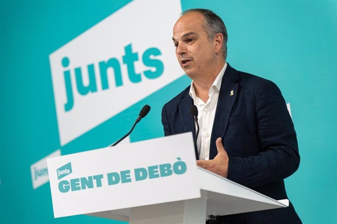 El secretari general de Junts, Jordi Turull, en una roda de premsa a la seu del partit