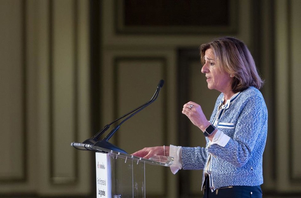 La presidenta de Unespa, Mirenchu del Valle, inaugura el Foro Empresarial 'Los grandes retos del sector asegurador', organizado por El Economista, en  el hotel The Westin Palace Madrid, a 30 de mayo de 2023, en Madrid (España). Durante el encuentro, s