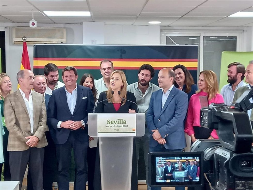 Cristina Peláez, candidata de Vox a la Alcaldía de Sevilla, cuya formación ha obtenido tres concejales en el Ayuntamiento.