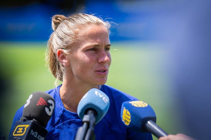 La jugadora del Bara Ana-Maria Crnogorcevic en el Media Day previo a la final de la 'Champions'