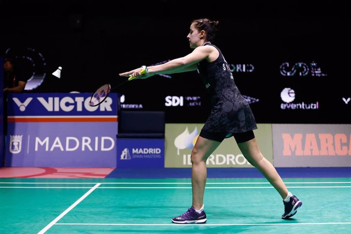 Archivo - La española Carolina Marín durante un partido del Madrid Spain Masters 2023 de bádminton