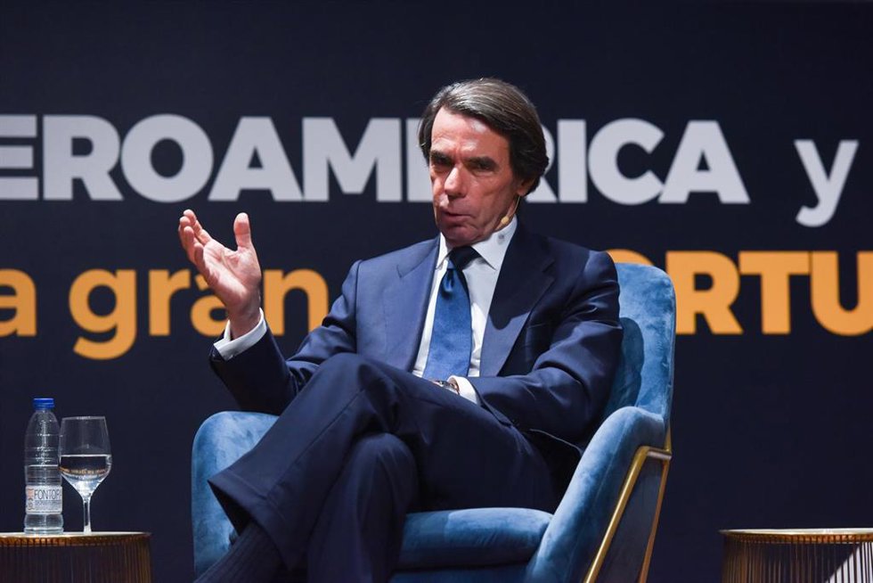 El expresidente del Gobierno José María Aznar interviene durante el acto inaugural del VI Congreso Iberoamericano CEAPI, en el Museo Nacional Centro de Arte Reina Sofía, a 31 de mayo de 2023, en Madrid (España). El Consejo Empresarial Alianza por Iberoa