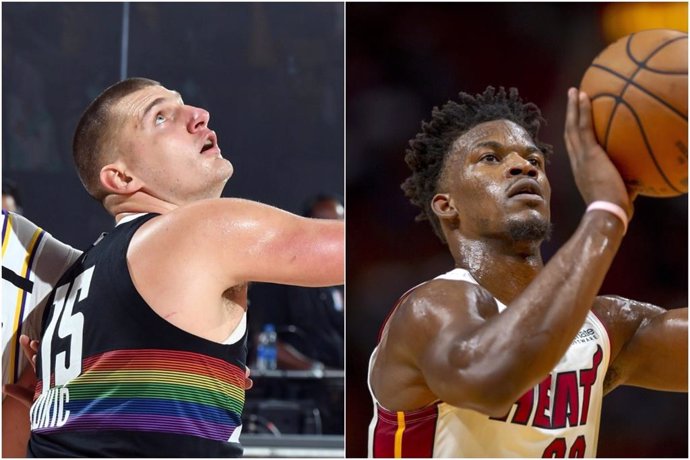 Nikola Jokic y Jimmy Butler, líderes de sus equipos para las Finales de la NBA.