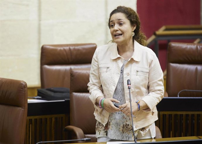 La portavoz del grupo Por Andalucía, Inmaculada Nieto, en el Pleno del Parlamento.