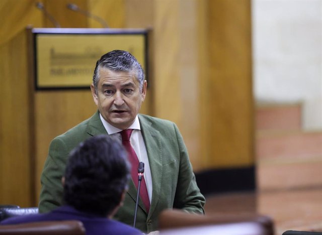 El consejero de la Presidencia, Interior, Diálogo Social y Simplificación Administrativa, Antonio Sanz, en sede parlamentaria.