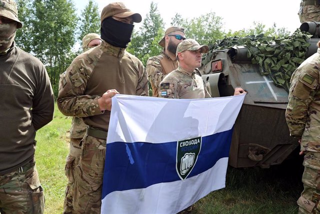 Paramilitares de la Legión Libertad de Rusia, opositora al Kremlin.