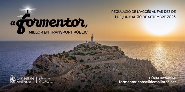 Cartel promocional del Consell de Mallorca por las restricciones al tráfico al faro de Formentor.