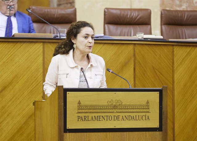 La portavoz parlamentaria de Por Andalucía, Inmaculada Nieto, en el Pleno del Parlamento.
