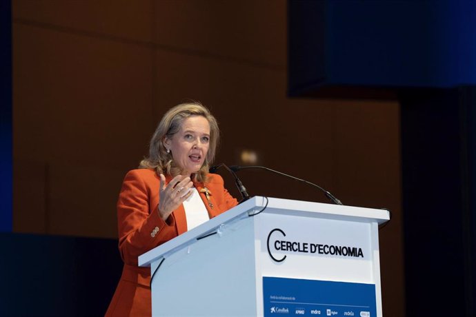 La vicepresidenta primera y ministra de Economía, Nadia Calviño, clausura la última jornada de la 38 reunión del Cercle dEconomia, en el Hotel W de Barcelona, a 31 de mayo de 2023, en Barcelona, Catalunya (España).