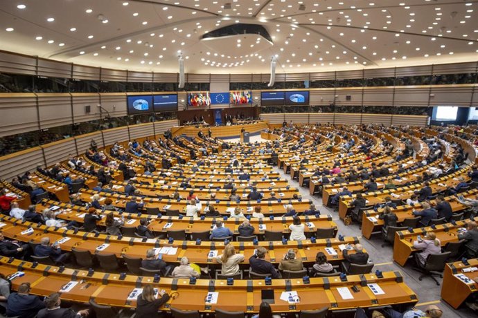 Illustration picture shows a plenary session of the European Parliament, in Brussels, Wednesday 31 May 2023.