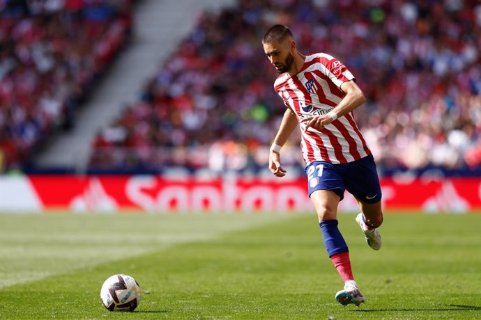 Yannick Carrasco of Atletico de Madrid in action during the Spanish League, La Liga Santander, football match played between Atletico de Madrid and CA Osasuna at Civitas Metropolitano stadium on May 21, 2023, in Madrid, Spain.