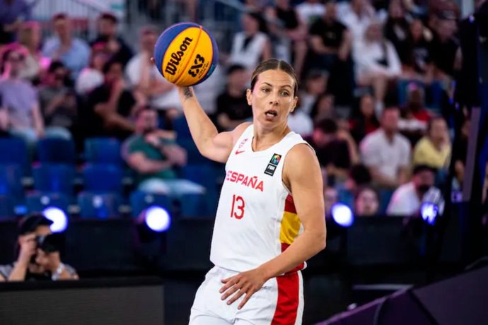 Sandra Ygueravide, durante la Copa del Mundo femenina de baloncesto 3x3.