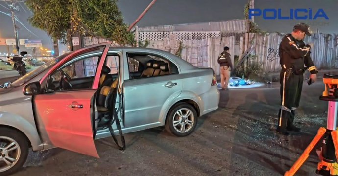 Escena del asesinato a balazos del fiscal Leonado Palacios en Ecuador