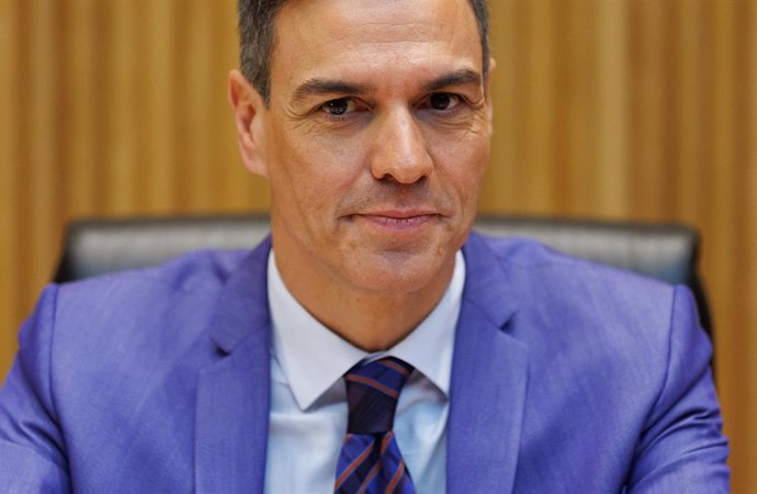 El presidente del Gobierno y secretario general del PSOE, Pedro Sánchez, durante una reunión con los diputados y senadores socialistas, en el Congreso de los Diputados.