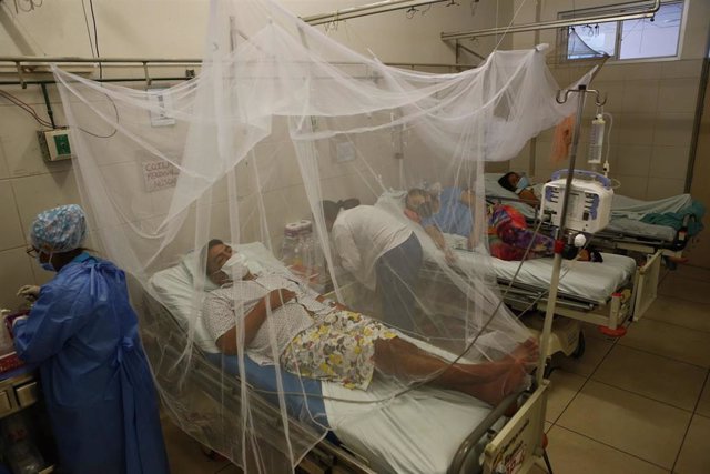 Archivo - Enfermos de dengue son tratados en un abarrotado hospital peruano.