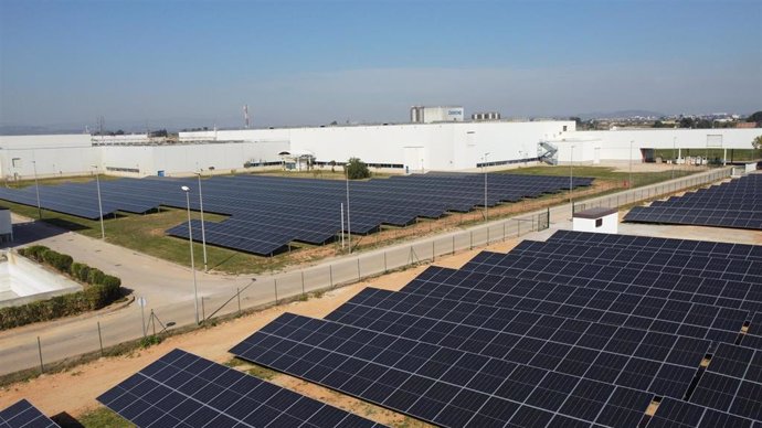 Placas fotovoltaicas en una planta de Danone.