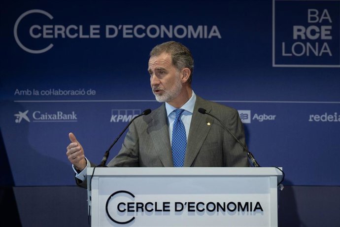 El Rey Felipe VI interviene durante la jornada de la 38 reunión del Cercle dEconomia