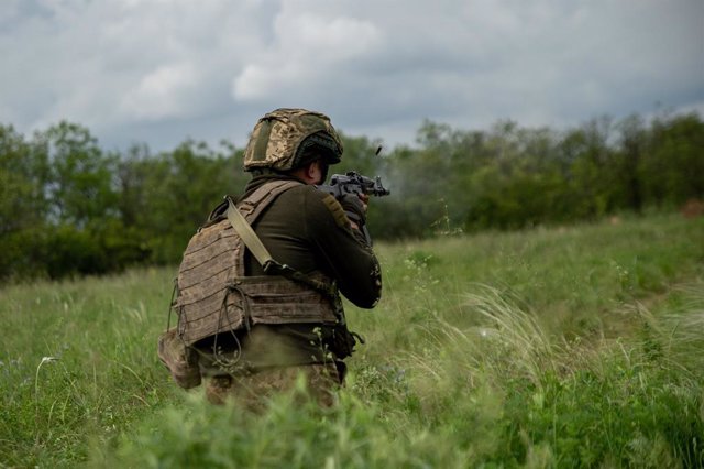 May 24, 2023, Kyiv, Donetsk Oblast, Ukraine: A soldier from the 2nd Battalion of the 68th Brigade fires at targets during field training. The 68th Brigade has taken part in the battle of Vuhledar in the past months.
