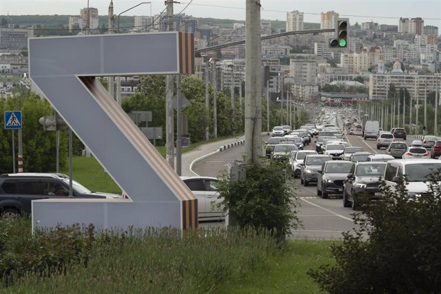 Archivo - Letra Z, símbolo de la invasión rusa de Ucrania, en la ciudad rusa de Belgorod
