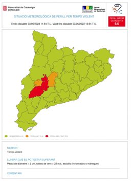 Previsió meteorolgica amb intenses pluges a quatre comarques catalanes