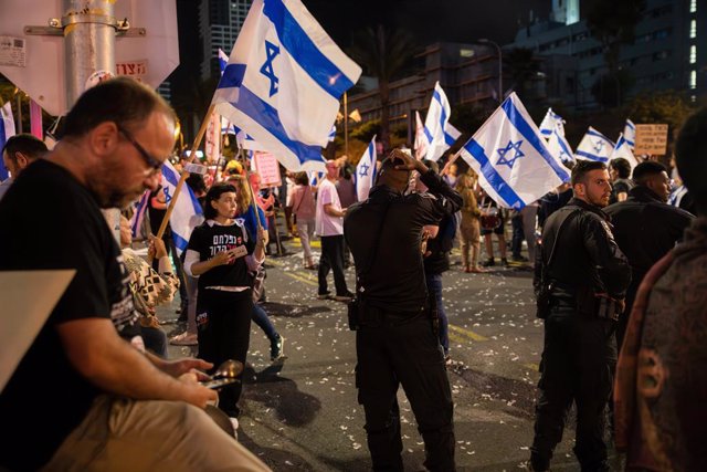 Manifestación contra el Gobierno de Benjamin Netanyahu en Tel Aviv