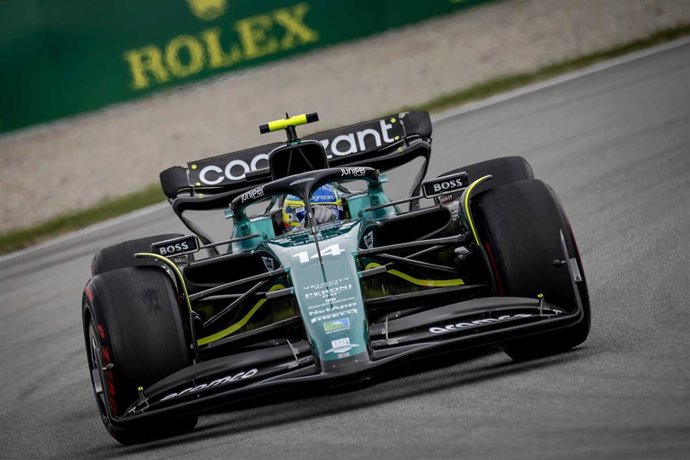 04 June 2023, Spain, Barcelona: Spanish Formula One driver Fernando Alonso of Aston Martin Team competes in the 2023 FIA Formula 1 Spanish Grand Prix at the Circuit de Barcelona-Catalunya. Photo: Sem Van Der Wal/ANP/dpa
