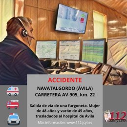 Gráfico elaborado por el 112 con datos sobre el accidente en la AV-905 en Navatalgordo