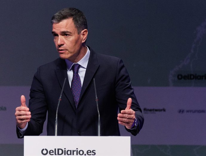 El presidente del Gobierno, Pedro Sánchez, interviene durante la III edición del foro Fondos Europeos III: España, por el liderazgo global en economía verde y digital, en el Círculo de Bellas Artes, a 5 de junio de 2023, en Madrid (España). elDiario.e