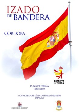 Cartel del solemne izado de bandera por el Día de las Fuerzas Armadas que celebrará la 'Brigada Guzmán el Bueno' X en Córdoba.