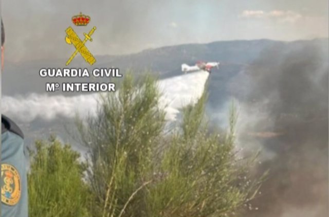 Labores de extinción de un incendio en Arbo (Pontevedra).