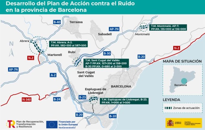 Les obres de protecció acústica a quatre vies de Barcelona