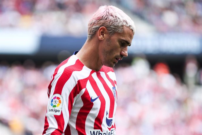 Antoine Griezmann of Atletico de Madrid lamenting during the Spanish League, La Liga Santander, football match played between Atletico de Madrid and CA Osasuna at Civitas Metropolitano stadium on May 21, 2023, in Madrid, Spain.