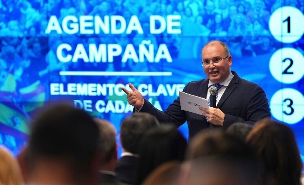 Archivo - El vicesecretario de Organización del PP, Miguel Tellado, durante una jornada de trabajo con candidatos municipales, a 7 de febrero de 2023.