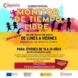 La Cámara de Comercio de Soria ofrece un curso gratuito de Monitor de Tiempo Libre para jóvenes de Garantía Juvenil