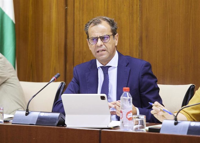 El director general de la RTVA, Juan de Dios Mellado, este martes durante su comparecencia en comisión.