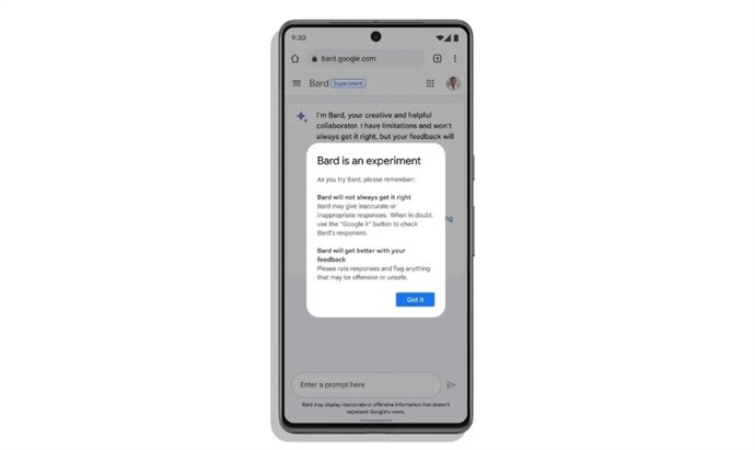 El chatbot Bard en el móvil