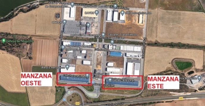 Ubicación de las ocho naves de Aerópolis que serán arregladas.