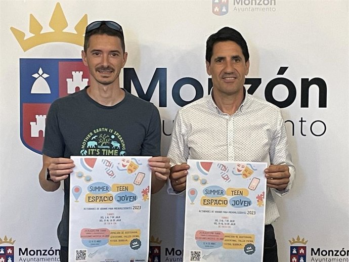 El técnico de Deportes, Marcos Castel, y el concejal de Deportes en funciones del Ayuntamiento de Monzón, Eliseo Martín