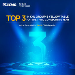 XCMG Machinery Consolidates Top Three Ranking on KHL Groups Yellow Table, Leads Chinese OEM Market.