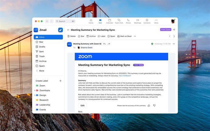 Nueva herramienta de resumen de la reunión de Zoom IQ.
