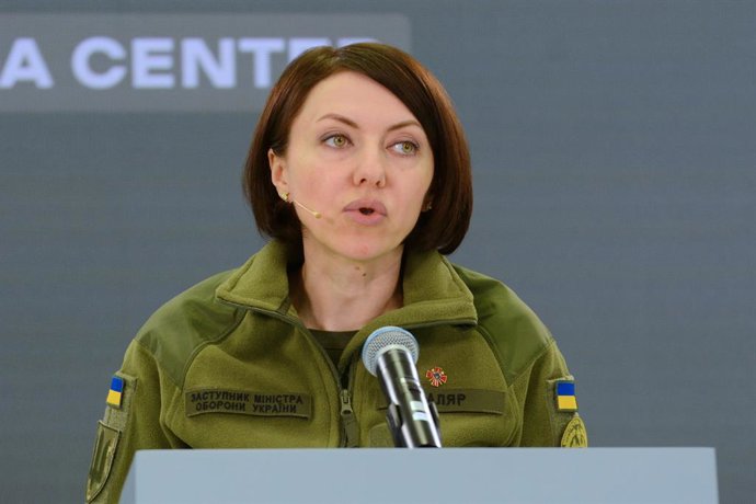 Archivo - January 12, 2023, Kyiv, Ukraine: Hanna Malyar, Deputy Minister of Defense of Ukraine at a briefing of representatives of the Security and Defense Forces of Ukraine regarding operational information on the front of the Russian-Ukrainian war. Th