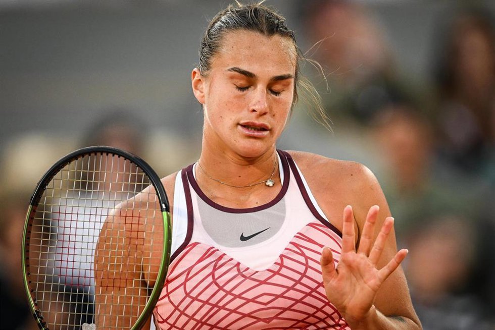 La tenista bielorrusa Aryna Sabalenka durante un partido en Roland Garros 2023