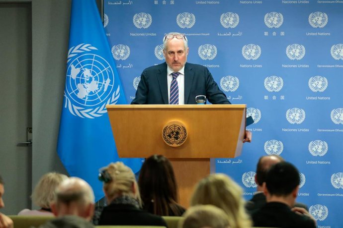Archivo - El portavoz de la Secretaría General de Naciones Unidas, Stéphane Dujarric
