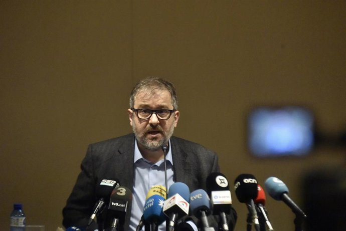 El delegado de Jesús en Catalunya y presidente de la Fundación Jesutes Educación, Enric Puiggrs, en una rueda de prensa este miércoles por las denuncias ante casos de presuntos abusos sexuales en centros escolares de la compañía.