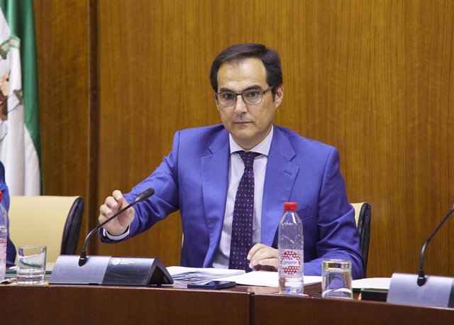 El consejero de Justicia, Administración Local y Función Pública, José Antonio Nieto, en comisión en el Parlamento andaluz.