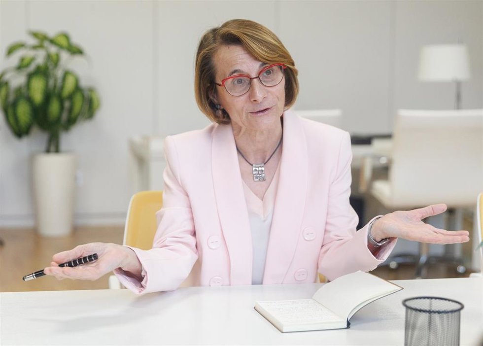 La nueva presidenta de CRUE, Eva Alcón, durante una entrevista para Europa Press, a 7 de junio de 2023, en Madrid (España).